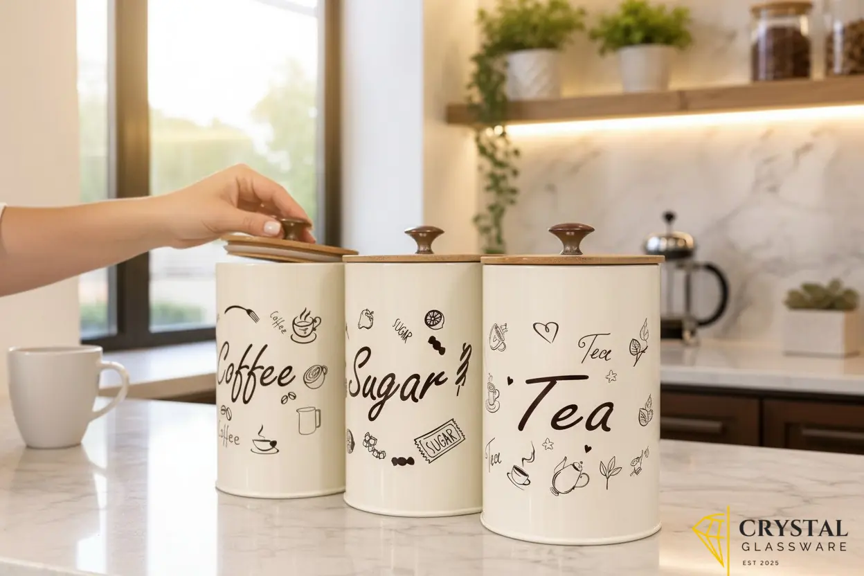3-Piece Vintage Retro Metal Containers with Lids 